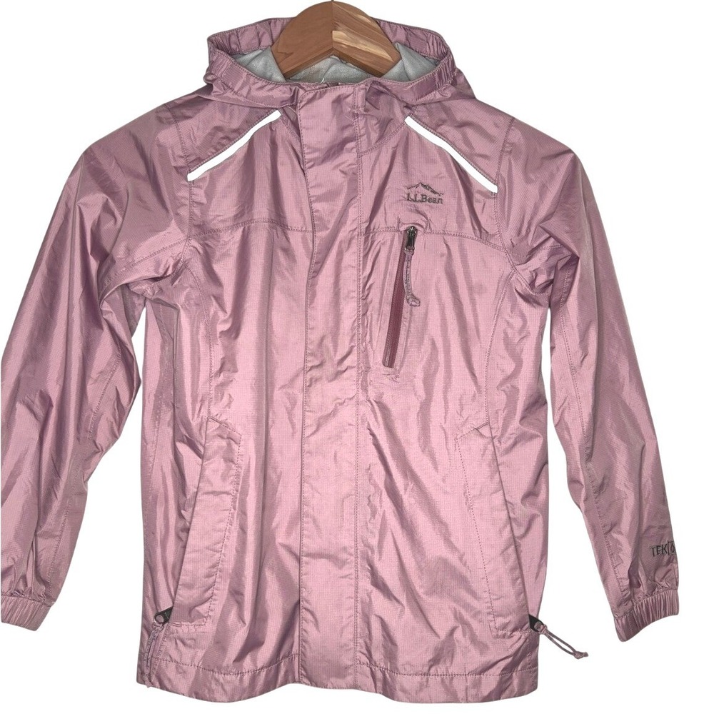 LL Bean Discovery Rain Jacket Mauve Pink L 6X/7 Reflective Hooded Gorpcore